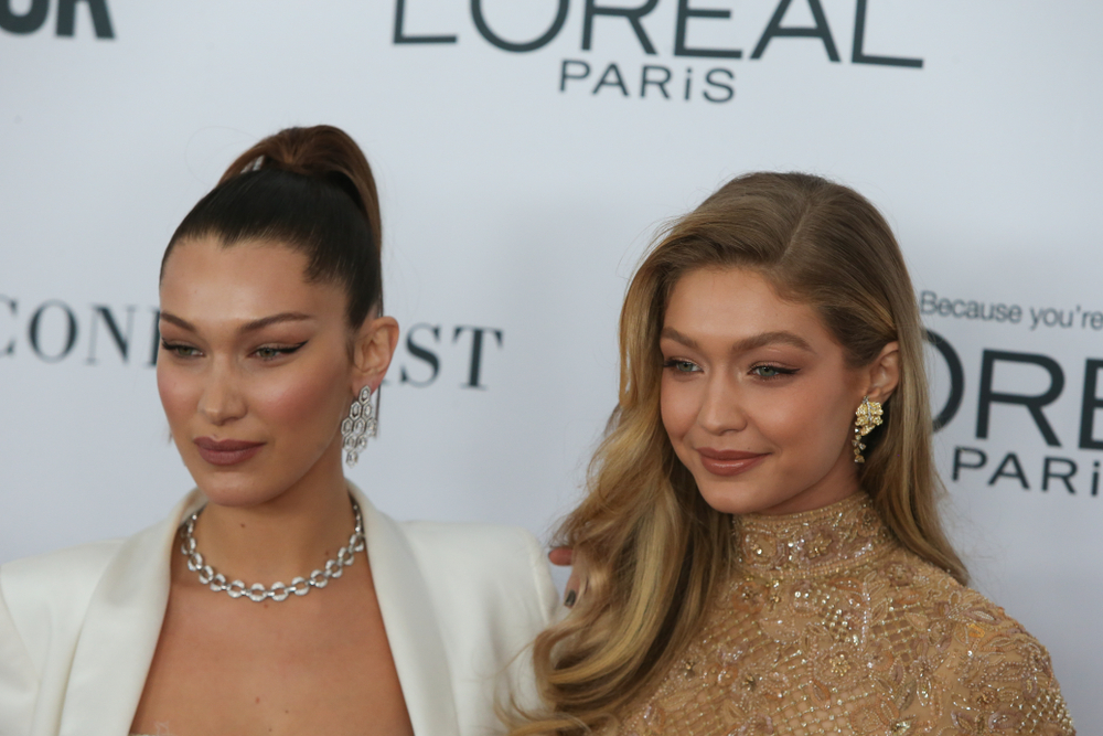 NEW YORK CITY - NOVEMBER 13 2017: The annual Glamour Women of the Year Awards ceremony was held in Brooklyn's Kings Theater on Flatbush Ave. Left, Bella Hadid & Gigi Hadid